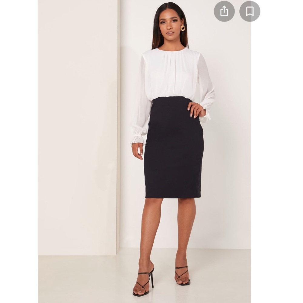 Ted Baker Black and White Long Sleeve Dress